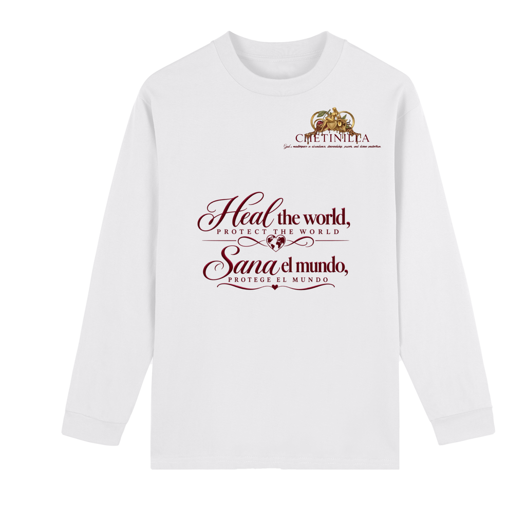 “USA Heal The World” Crew Neck Drop Shoulder Long Sleeve Shirt
