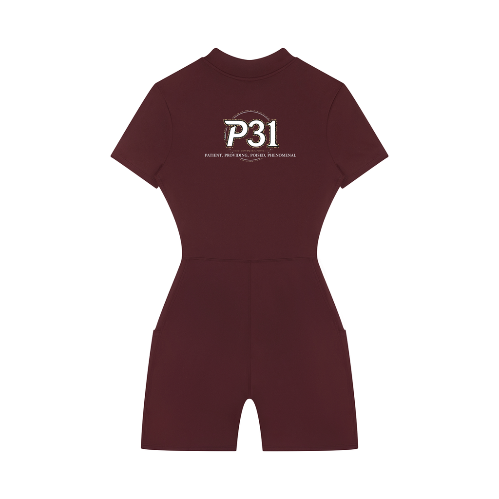 P31 Women's Quarter-Zip Short Sleeve Romper
