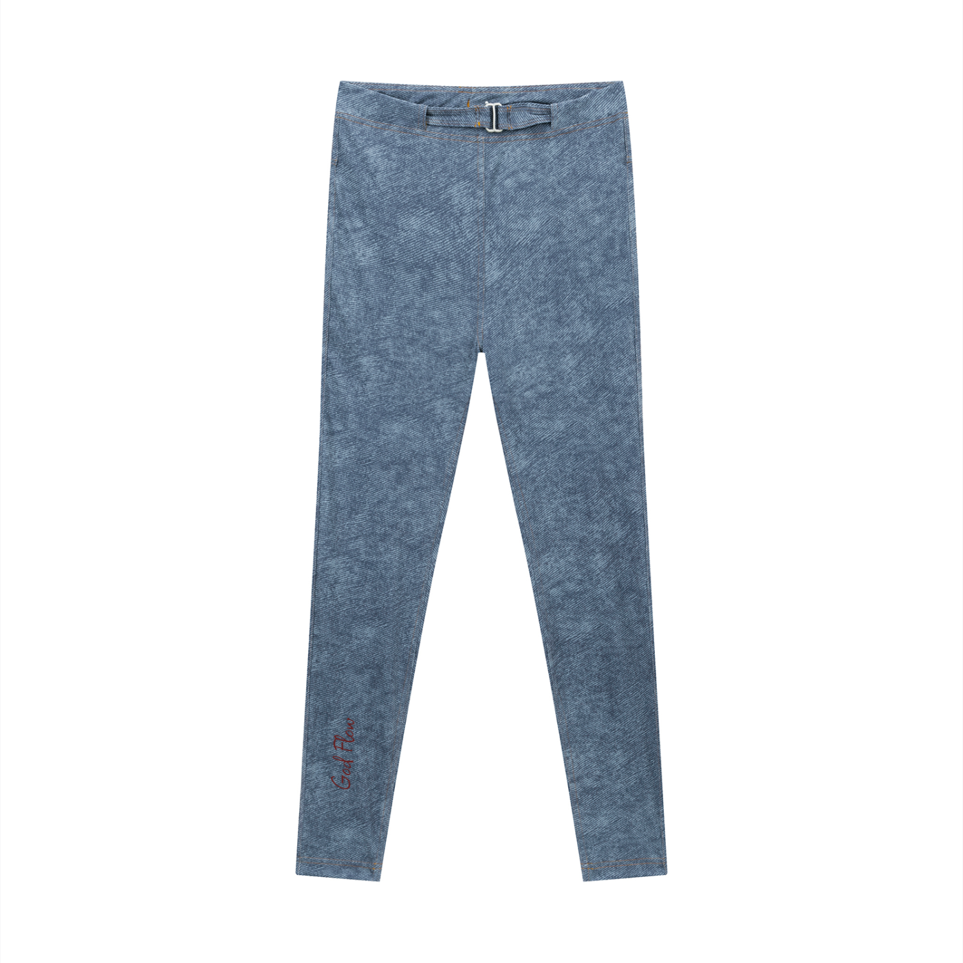 “God Flow” Women's Faux Denim Zip-Fly Leggings