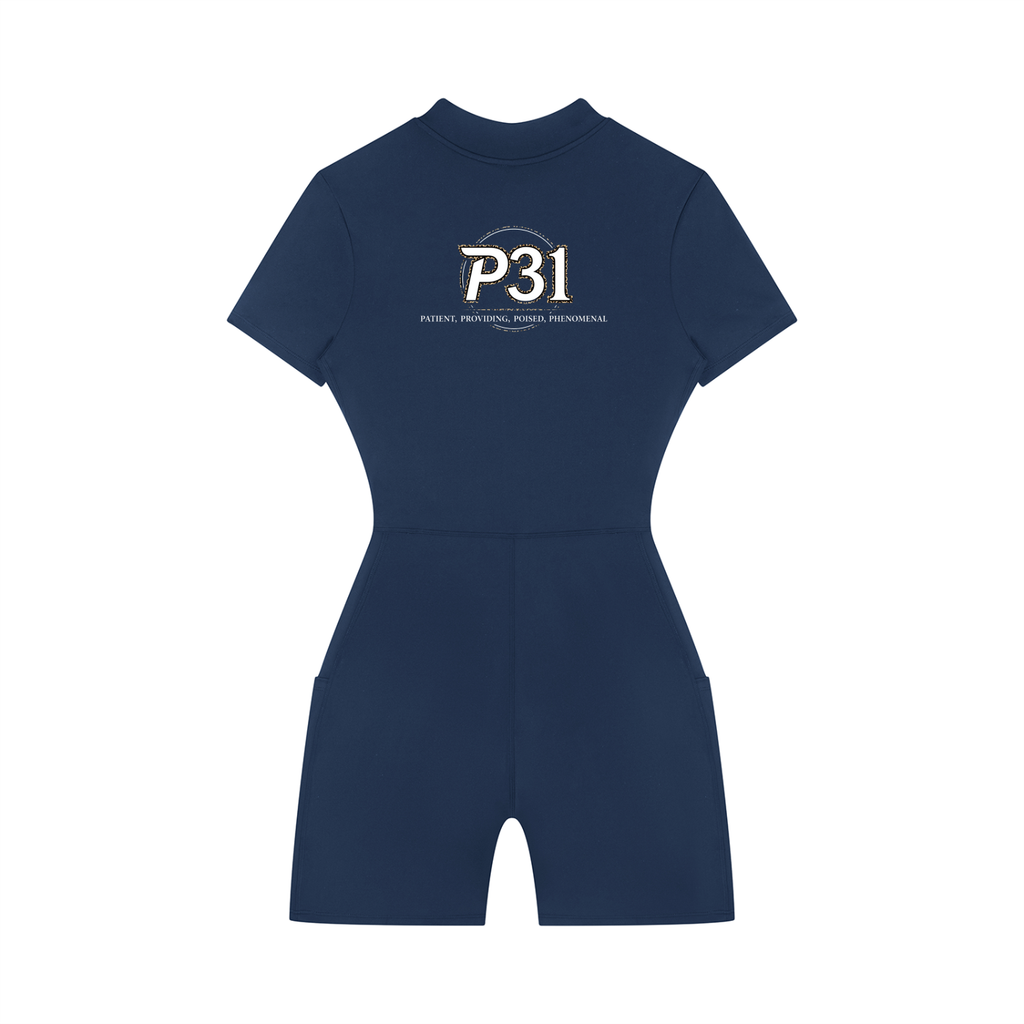 P31 Women's Quarter-Zip Short Sleeve Romper