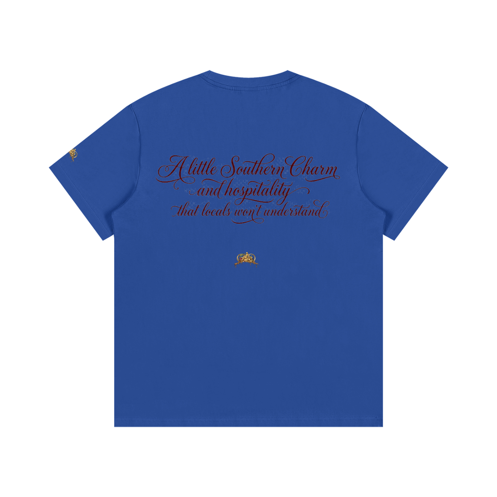 “Southern Hospitality w/ logos” Essential Cotton T-Shirt