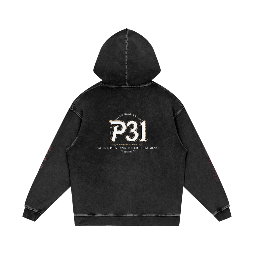 P31 Snow Washed Loose Cotton Hoodie