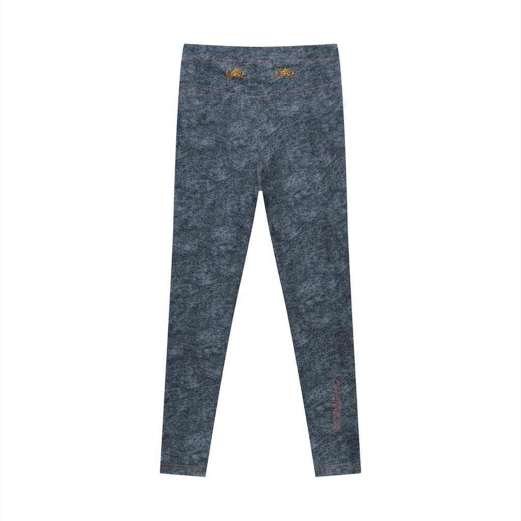 “God Flow” Women's Faux Denim Zip-Fly Leggings