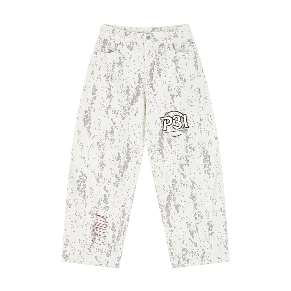 P31 Women's Splatter Barrel Leg Jeans