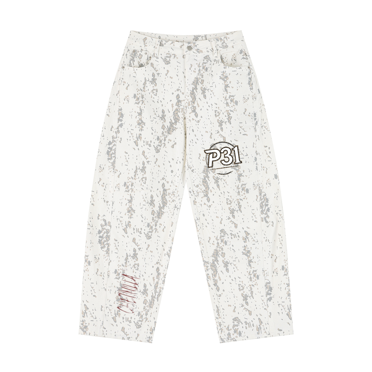P31 Women's Splatter Barrel Leg Jeans
