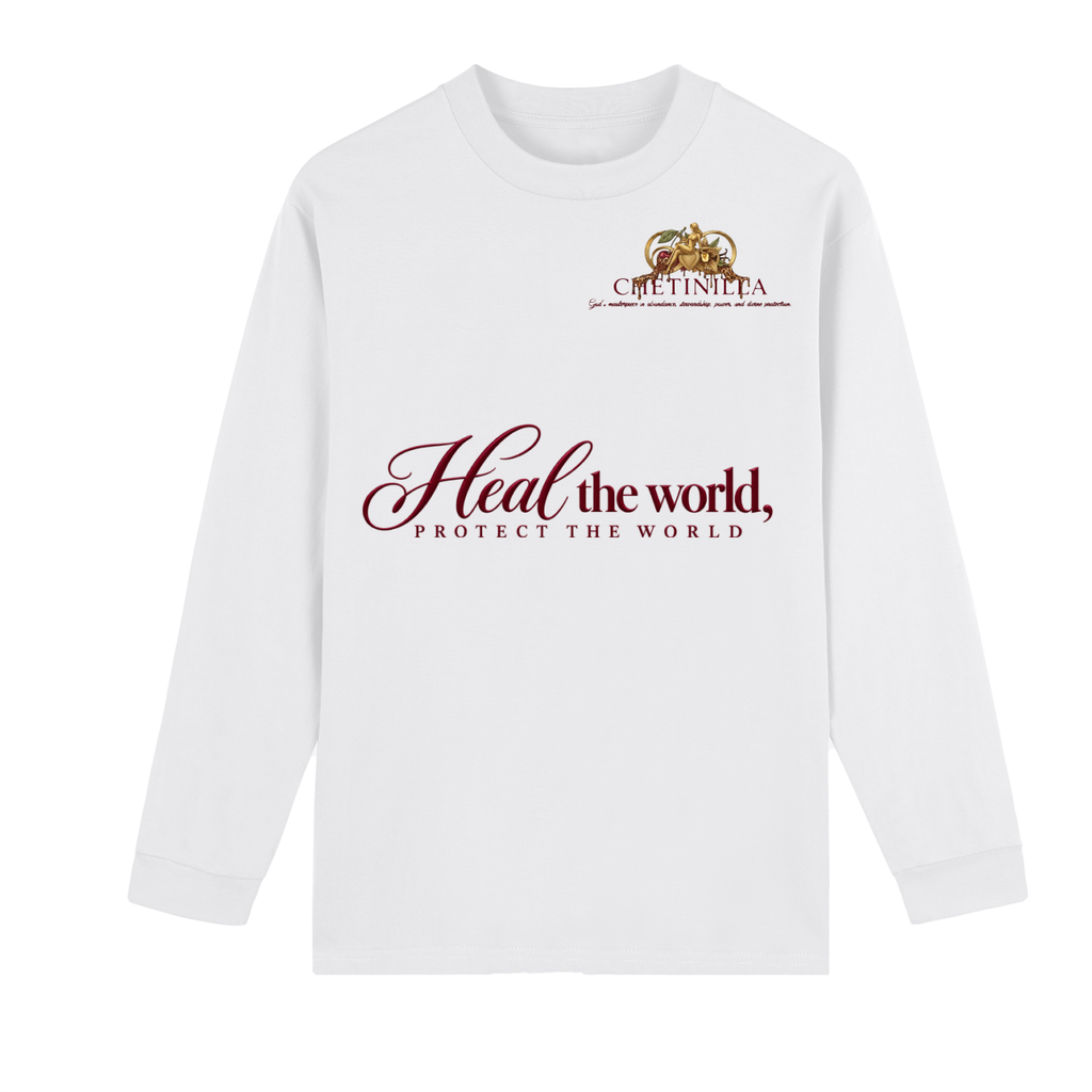 “Jamaica Heal the World” Crew Neck Drop Shoulder Long Sleeve Shirt
