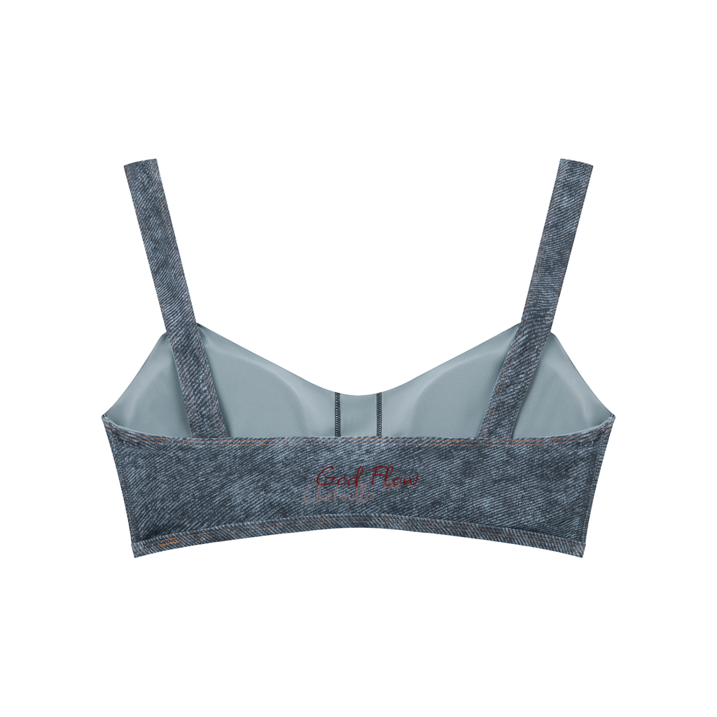 “God Flow” Women's Faux Denim Sports Bra