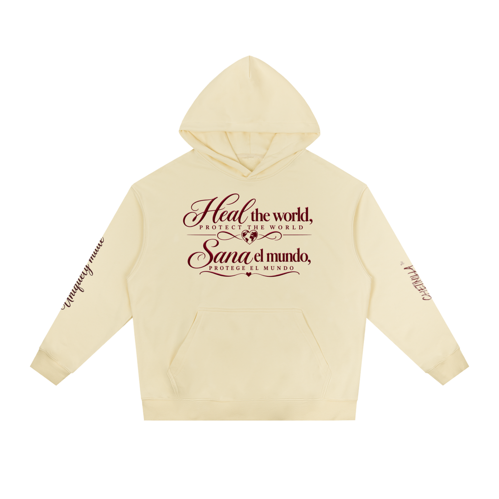 Essential "Heal The World"  Heavyweight Drop-Shoulder Hoodie (up to 3XL)