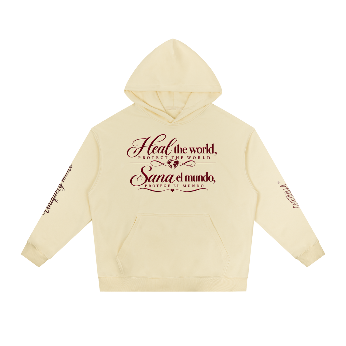 Essential "Heal The World"  Heavyweight Drop-Shoulder Hoodie (up to 3XL)