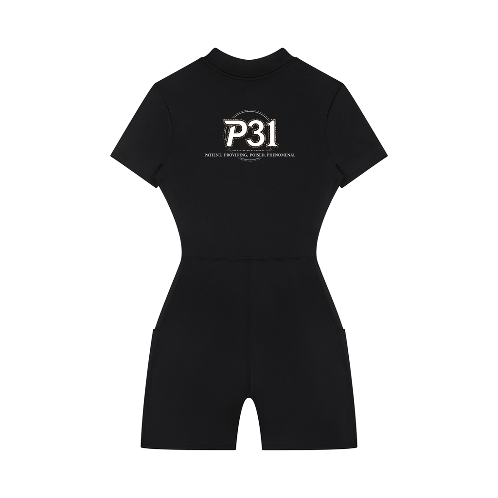 P31 Women's Quarter-Zip Short Sleeve Romper