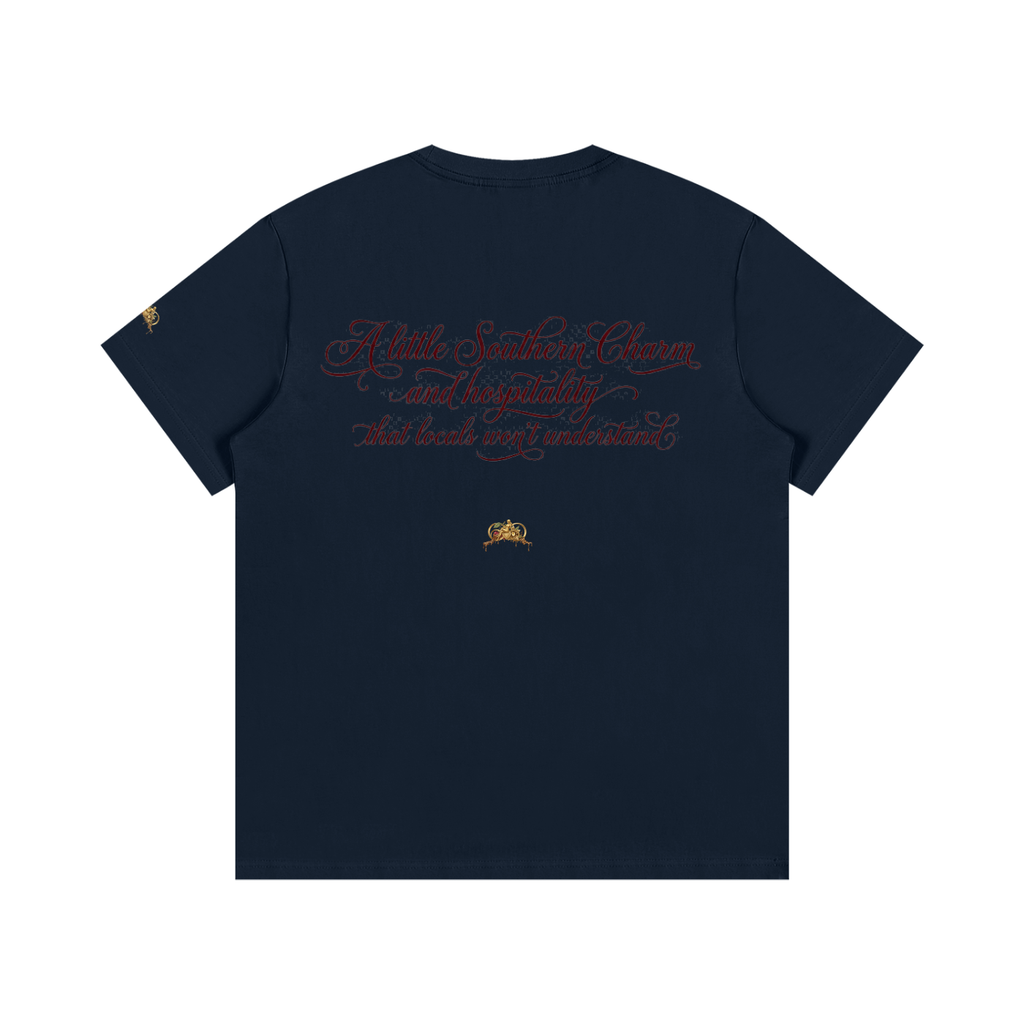 “Southern Hospitality w/ logos” Essential Cotton T-Shirt