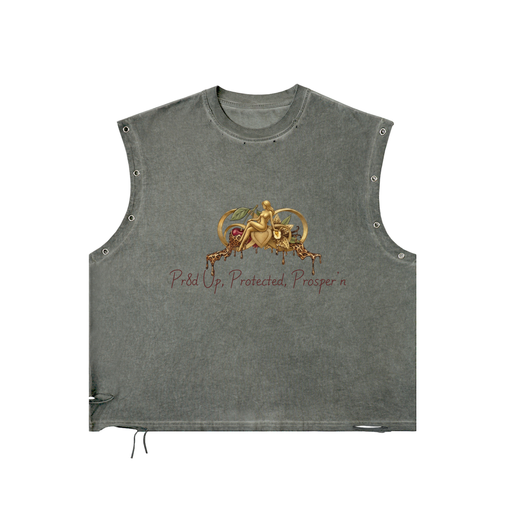 3 P’s Distressed Grommet Eyelet Tank Top