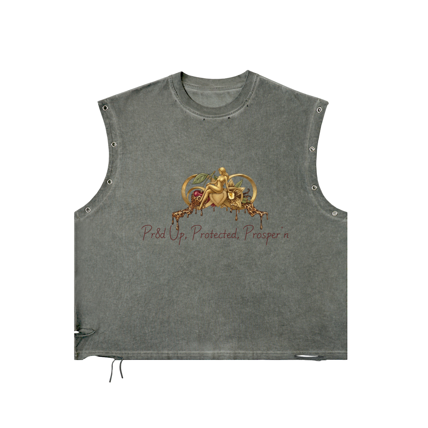 3 P’s Distressed Grommet Eyelet Tank Top
