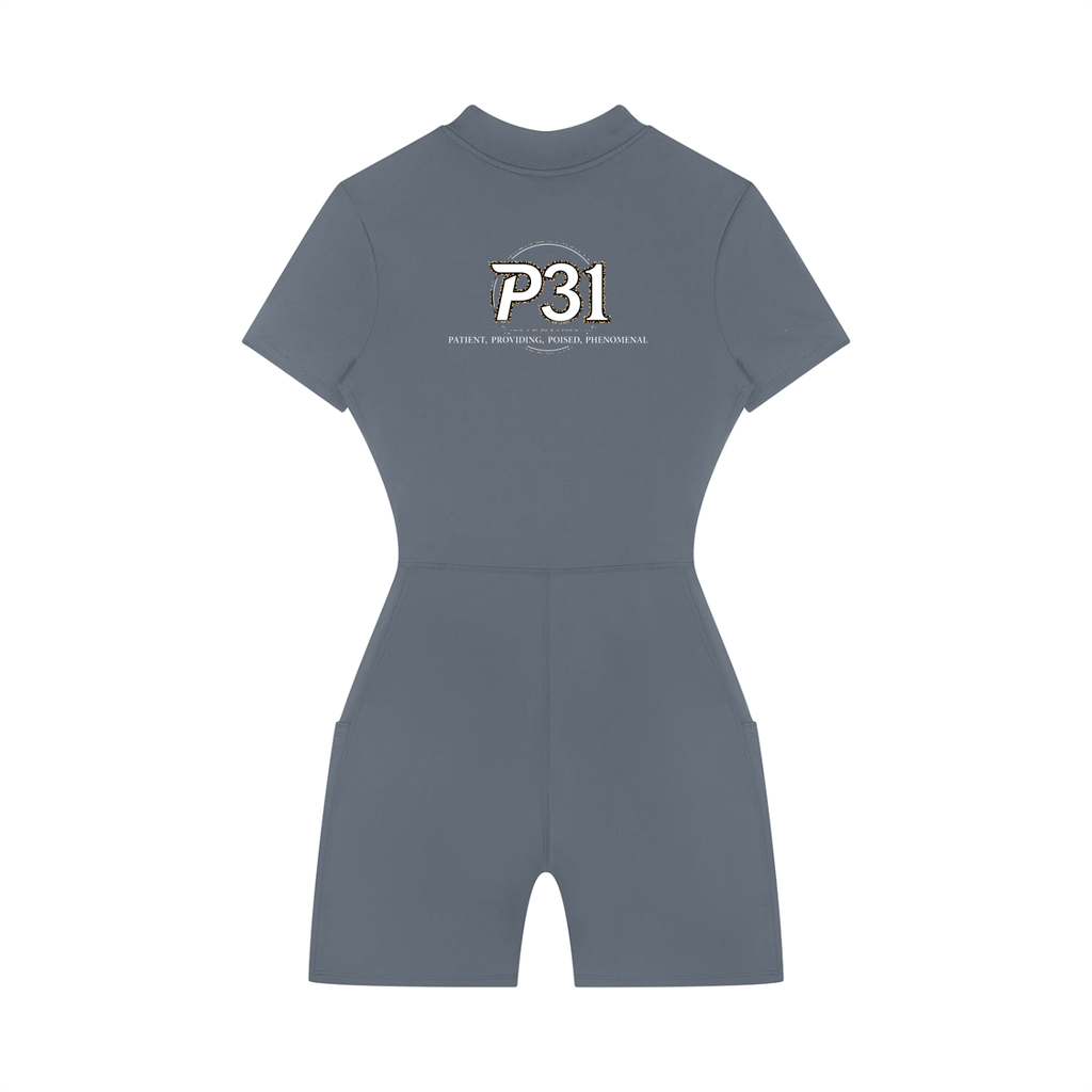 P31 Women's Quarter-Zip Short Sleeve Romper